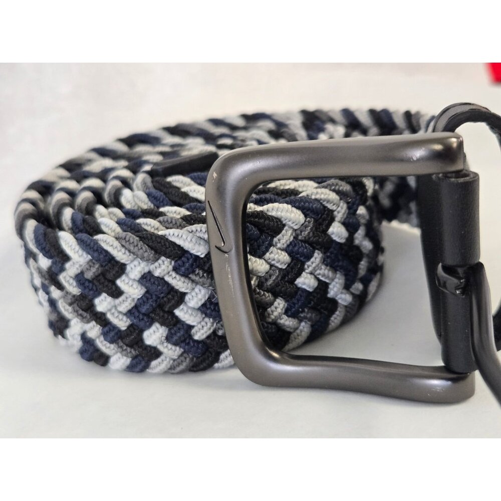 Nike Golf G-Flex Stretch Woven Belt Blue Black Gray Size L/XL Casual Links - Picture 2 of 3